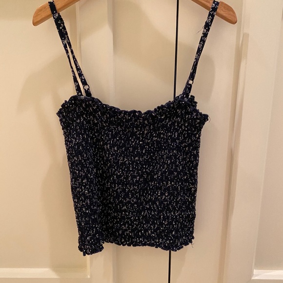 Navy floral Brandy Melville adjustable tank top - Picture 3 of 4
